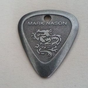 Mark Nason Shoe Charm Metal Guitar Pick Holed Pendant/Key Ring W/Dragon Design